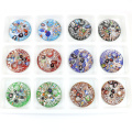 Nueva moda Millefiori plana redonda de cristal de murano colgantes del encanto para el collar 12pcs / box, MC0014
